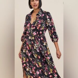 Torrid Floral Polka Dot Shirtdress, tea length. NWT
